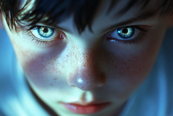 Child with electric eyes
